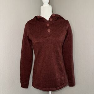 Columbia Sweater Women’s Small Burgundy Hooded Long Sleeve Fleece Lined Button